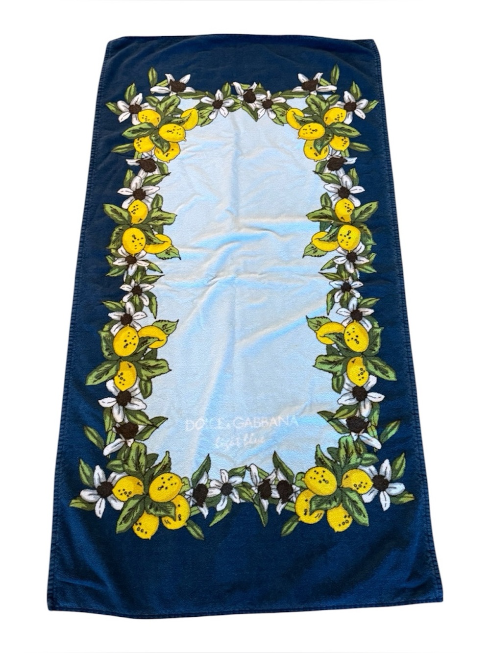 Dolce & Gabbana Navy, Light Blue & Yellow Lemon Border Towel